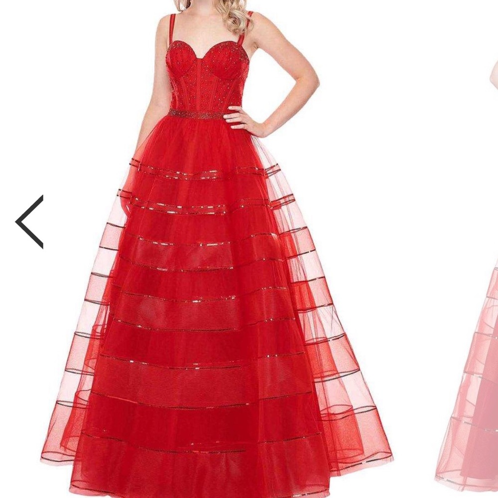ISO - Rachel Allan, style number 6576. Color red. Size 4.